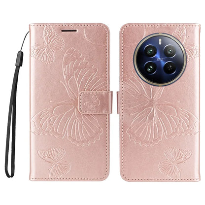 KT Imprinting Flower Series-2 For Realme 13 Pro 5G / 13 Pro+ 5G / P1 Pro 5G / 12 Pro 5G / 12 Pro+ 5G Case Butterfly Leather Phone Cover