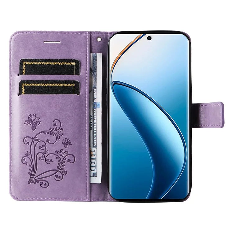 KT Imprinting Flower Series-2 For Realme 13 Pro 5G / 13 Pro+ 5G / P1 Pro 5G / 12 Pro 5G / 12 Pro+ 5G Case Butterfly Leather Phone Cover