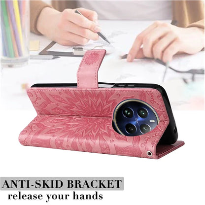 KT Imprinting Flower Series-1 For Realme 13 Pro 5G / 13 Pro+ 5G / P1 Pro 5G / 12 Pro 5G / 12 Pro+ 5G Case Sunflower Leather Wallet Phone Cover