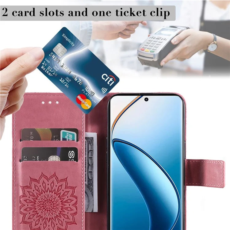 KT Imprinting Flower Series-1 For Realme 13 Pro 5G / 13 Pro+ 5G / P1 Pro 5G / 12 Pro 5G / 12 Pro+ 5G Case Sunflower Leather Wallet Phone Cover