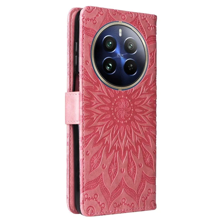 KT Imprinting Flower Series-1 For Realme 13 Pro 5G / 13 Pro+ 5G / P1 Pro 5G / 12 Pro 5G / 12 Pro+ 5G Case Sunflower Leather Wallet Phone Cover