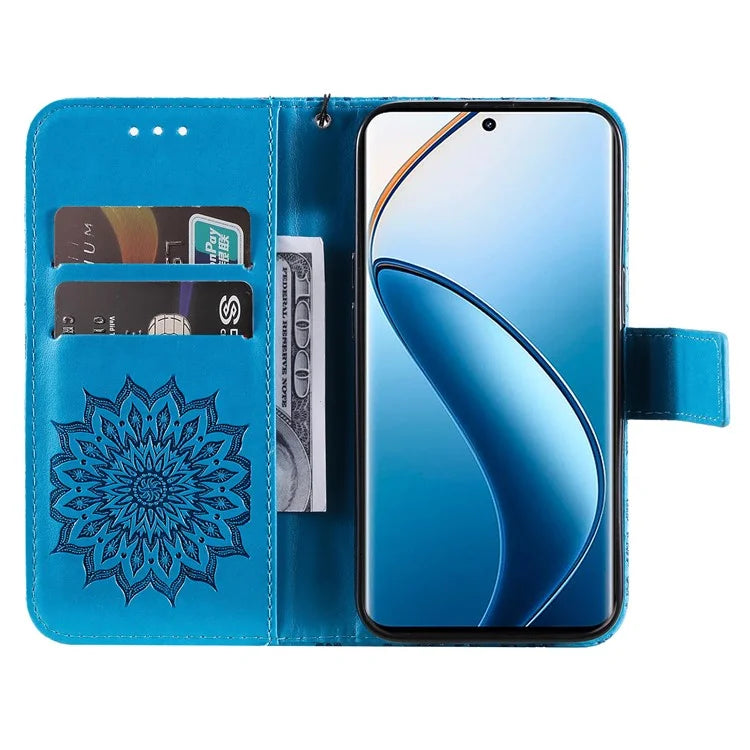 KT Imprinting Flower Series-1 For Realme 13 Pro 5G / 13 Pro+ 5G / P1 Pro 5G / 12 Pro 5G / 12 Pro+ 5G Case Sunflower Leather Wallet Phone Cover