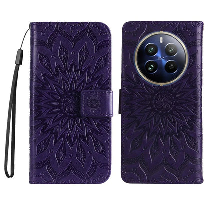 KT Imprinting Flower Series-1 For Realme 13 Pro 5G / 13 Pro+ 5G / P1 Pro 5G / 12 Pro 5G / 12 Pro+ 5G Case Sunflower Leather Wallet Phone Cover