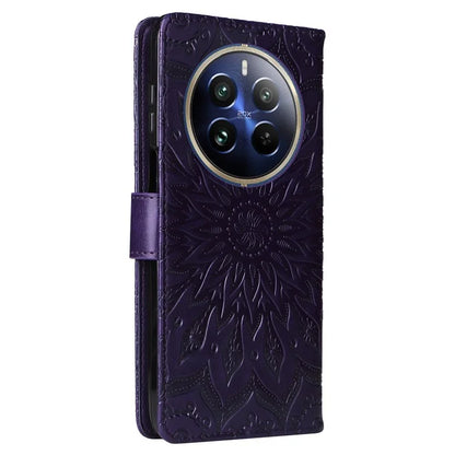 KT Imprinting Flower Series-1 For Realme 13 Pro 5G / 13 Pro+ 5G / P1 Pro 5G / 12 Pro 5G / 12 Pro+ 5G Case Sunflower Leather Wallet Phone Cover