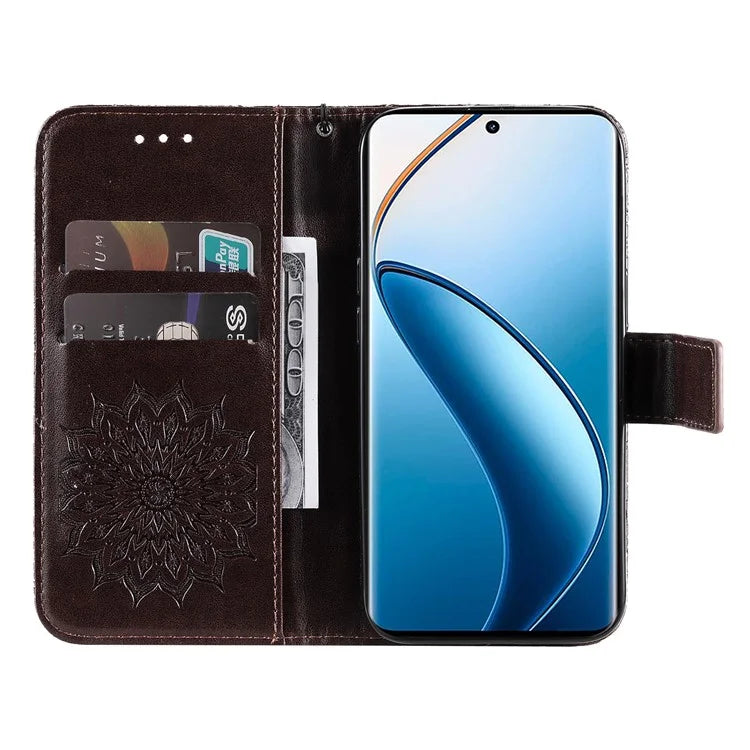 KT Imprinting Flower Series-1 For Realme 13 Pro 5G / 13 Pro+ 5G / P1 Pro 5G / 12 Pro 5G / 12 Pro+ 5G Case Sunflower Leather Wallet Phone Cover