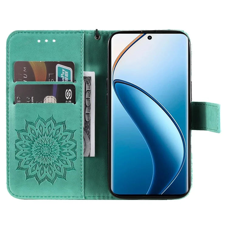 KT Imprinting Flower Series-1 For Realme 13 Pro 5G / 13 Pro+ 5G / P1 Pro 5G / 12 Pro 5G / 12 Pro+ 5G Case Sunflower Leather Wallet Phone Cover