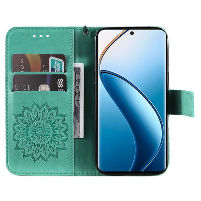 KT Imprinting Flower Series-1 For Realme 13 Pro 5G / 13 Pro+ 5G / P1 Pro 5G / 12 Pro 5G / 12 Pro+ 5G Case Sunflower Leather Wallet Phone Cover