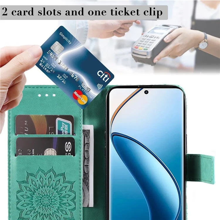 KT Imprinting Flower Series-1 For Realme 13 Pro 5G / 13 Pro+ 5G / P1 Pro 5G / 12 Pro 5G / 12 Pro+ 5G Case Sunflower Leather Wallet Phone Cover