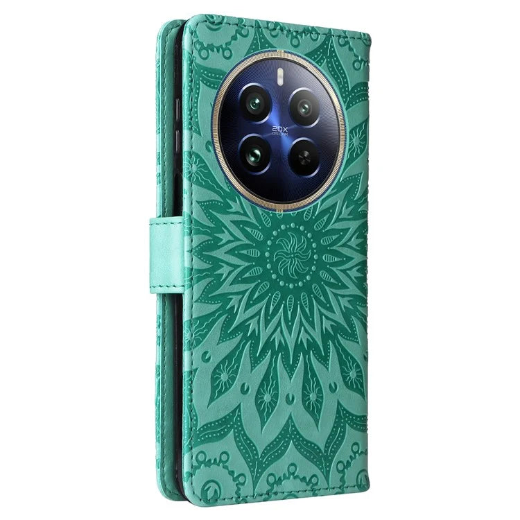 KT Imprinting Flower Series-1 For Realme 13 Pro 5G / 13 Pro+ 5G / P1 Pro 5G / 12 Pro 5G / 12 Pro+ 5G Case Sunflower Leather Wallet Phone Cover