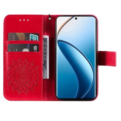 KT Imprinting Flower Series-1 For Realme 13 Pro 5G / 13 Pro+ 5G / P1 Pro 5G / 12 Pro 5G / 12 Pro+ 5G Case Sunflower Leather Wallet Phone Cover