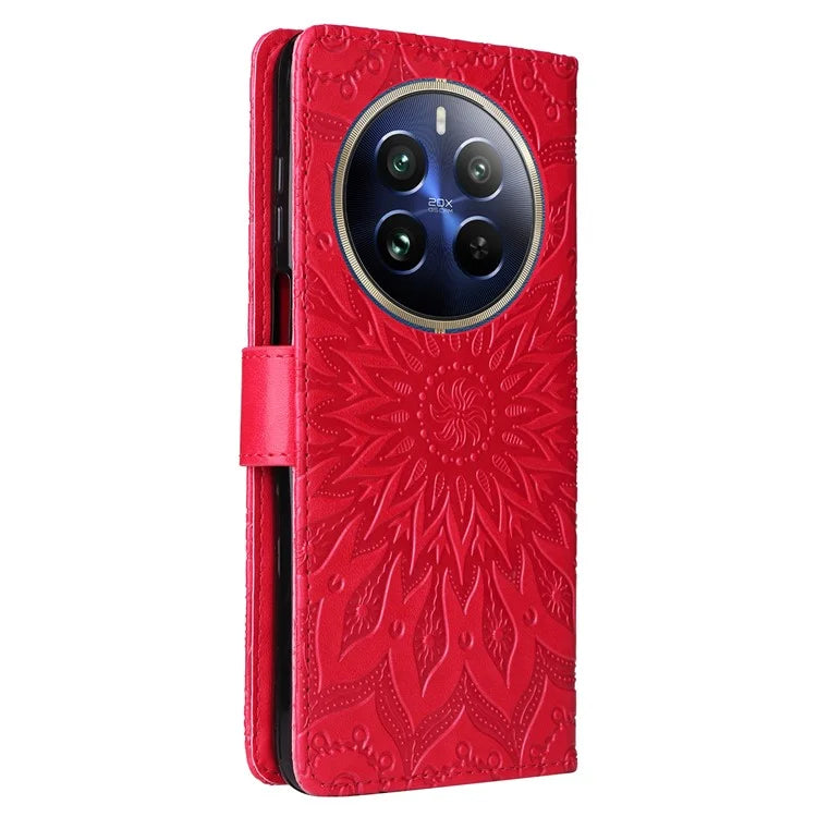 KT Imprinting Flower Series-1 For Realme 13 Pro 5G / 13 Pro+ 5G / P1 Pro 5G / 12 Pro 5G / 12 Pro+ 5G Case Sunflower Leather Wallet Phone Cover