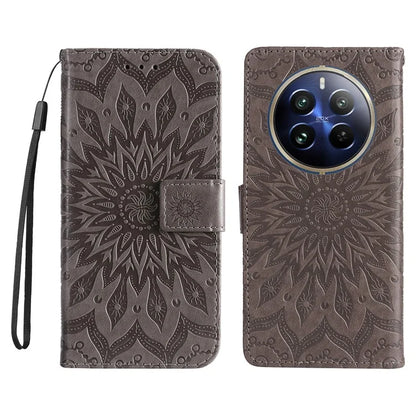 KT Imprinting Flower Series-1 For Realme 13 Pro 5G / 13 Pro+ 5G / P1 Pro 5G / 12 Pro 5G / 12 Pro+ 5G Case Sunflower Leather Wallet Phone Cover