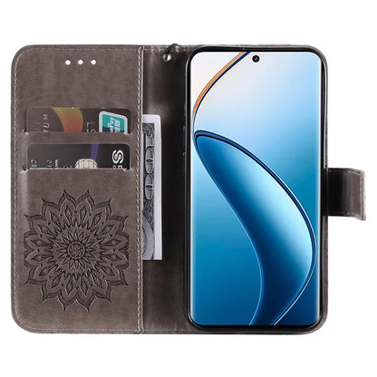 KT Imprinting Flower Series-1 For Realme 13 Pro 5G / 13 Pro+ 5G / P1 Pro 5G / 12 Pro 5G / 12 Pro+ 5G Case Sunflower Leather Wallet Phone Cover