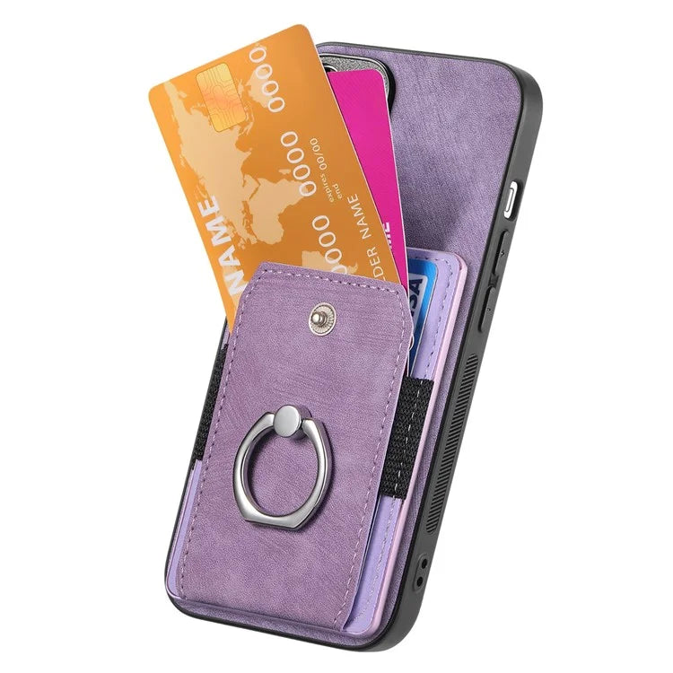 D2 for iPhone 16 Plus Case Kickstand Leather+TPU Non-Slip Protective Cover Card Slots
