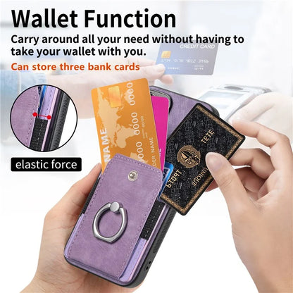 D2 for iPhone 16 Plus Case Kickstand Leather+TPU Non-Slip Protective Cover Card Slots