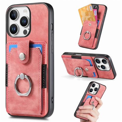 D2 for iPhone 16 Pro Case Kickstand Leather+TPU Non-Slip Protective Cover Card Slots