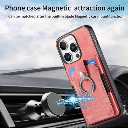 D2 for iPhone 16 Pro Case Kickstand Leather+TPU Non-Slip Protective Cover Card Slots