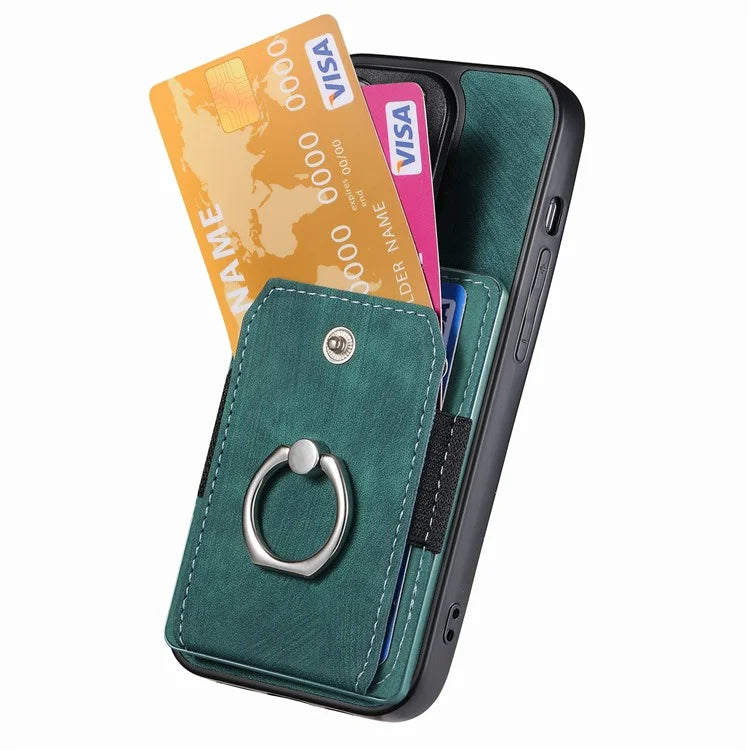 D2 for iPhone 16 Pro Case Kickstand Leather+TPU Non-Slip Protective Cover Card Slots
