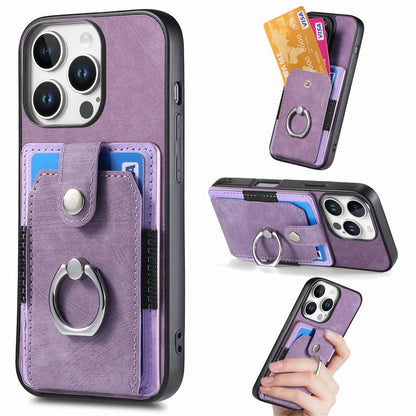 D2 for iPhone 16 Pro Case Kickstand Leather+TPU Non-Slip Protective Cover Card Slots