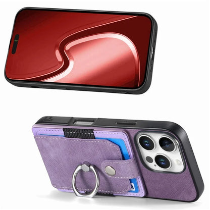 D2 for iPhone 16 Pro Case Kickstand Leather+TPU Non-Slip Protective Cover Card Slots