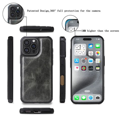 KT Multi-Functional Series-3 For iPhone 16 Pro Max Phone Case PU Leather Zipper Wallet Detachable Cover