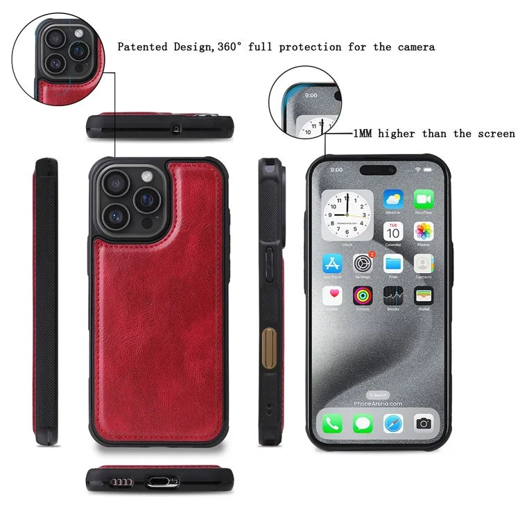 KT Multi-Functional Series-3 For iPhone 16 Pro Max Phone Case PU Leather Zipper Wallet Detachable Cover