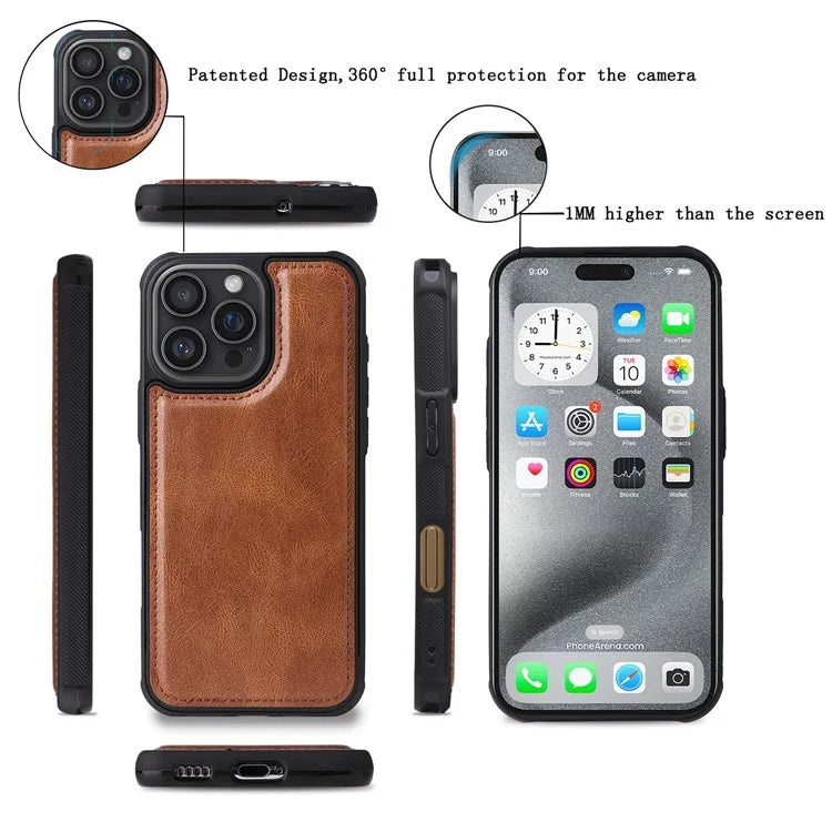 KT Multi-Functional Series-3 For iPhone 16 Pro Max Phone Case PU Leather Zipper Wallet Detachable Cover