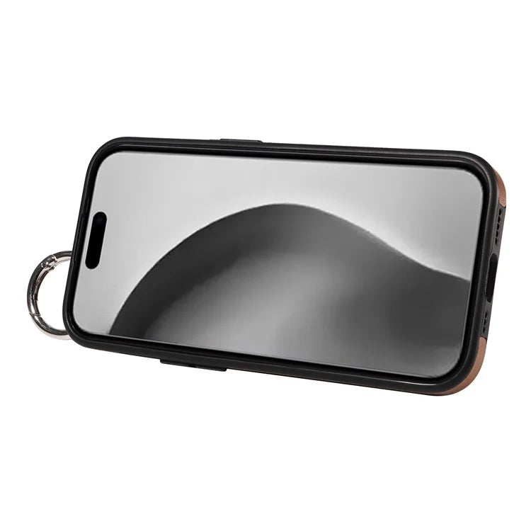 008 For iPhone 16 Pro Max Case Wristband Kickstand PU Leather TPU Phone Cover