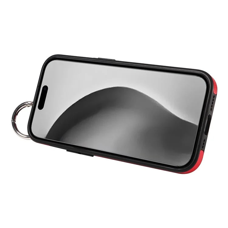 008 For iPhone 16 Pro Max Case Wristband Kickstand PU Leather TPU Phone Cover