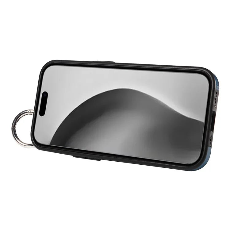 008 For iPhone 16 Pro Max Case Wristband Kickstand PU Leather TPU Phone Cover