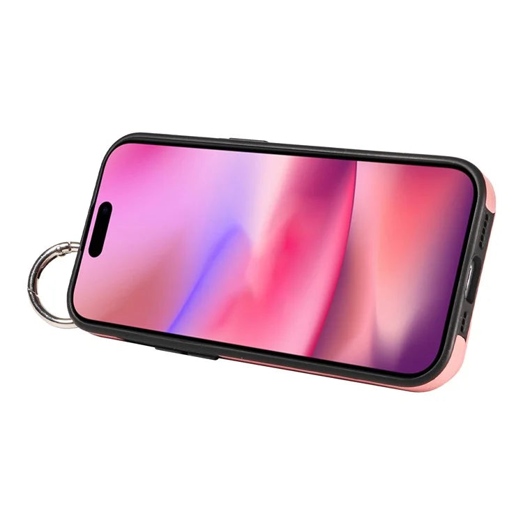 008 For iPhone 16 Case Wristband Kickstand PU Leather TPU Phone Cover