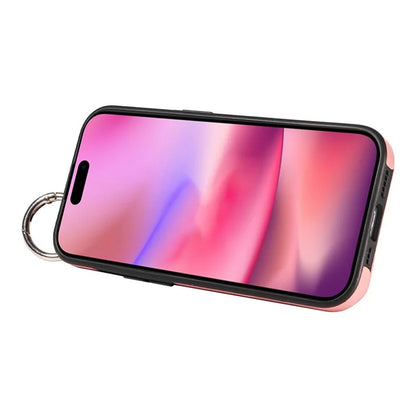 008 For iPhone 16 Case Wristband Kickstand PU Leather TPU Phone Cover