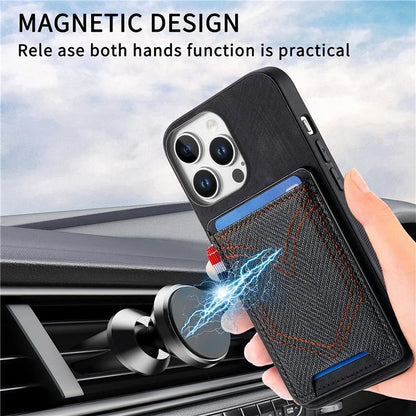 For iPhone 16 Pro Max Phone Case Retro Jean Cloth Texture Leather TPU Card Holder