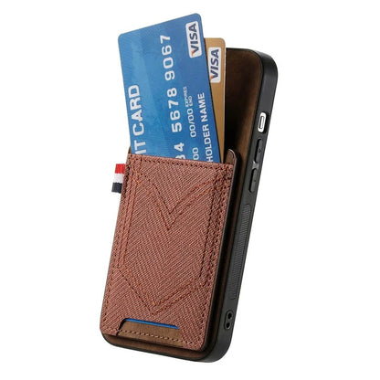 For iPhone 16 Pro Max Phone Case Retro Jean Cloth Texture Leather TPU Card Holder