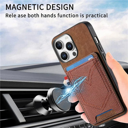 For iPhone 16 Pro Max Phone Case Retro Jean Cloth Texture Leather TPU Card Holder