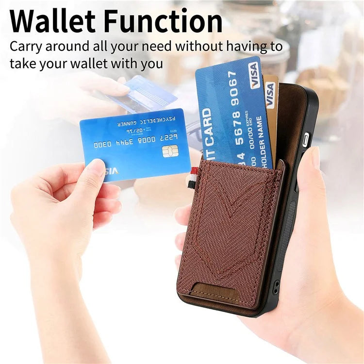 For iPhone 16 Pro Max Phone Case Retro Jean Cloth Texture Leather TPU Card Holder