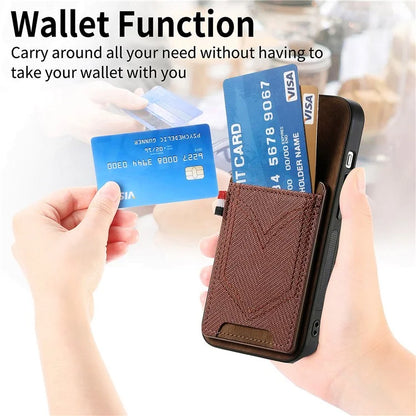 For iPhone 16 Pro Max Phone Case Retro Jean Cloth Texture Leather TPU Card Holder