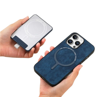 D7 For iPhone 16 Pro Max Magnetic Case Card Holder Ring Kickstand PU Leather Phone Back Cover