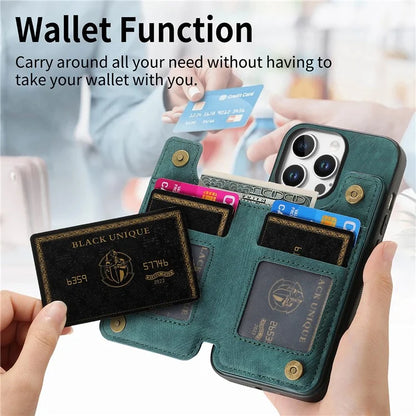 For iPhone 16 Pro Max Case with Zipper Card Holder Leather+TPU Phone Cover