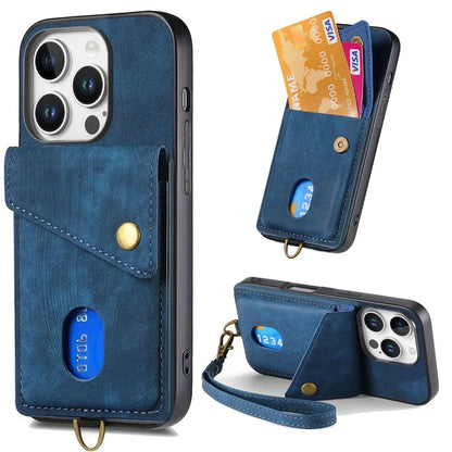 For iPhone 16 Pro Max Case with Card Slot Kickstand Leather TPU Phone Cover