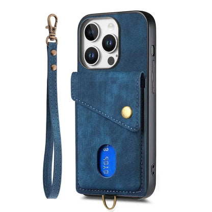 For iPhone 16 Pro Max Case with Card Slot Kickstand Leather TPU Phone Cover
