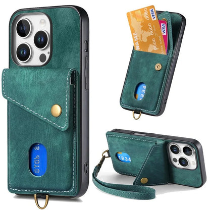 For iPhone 16 Pro Max Case with Card Slot Kickstand Leather TPU Phone Cover