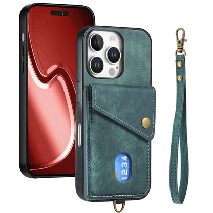 For iPhone 16 Pro Max Case with Card Slot Kickstand Leather TPU Phone Cover