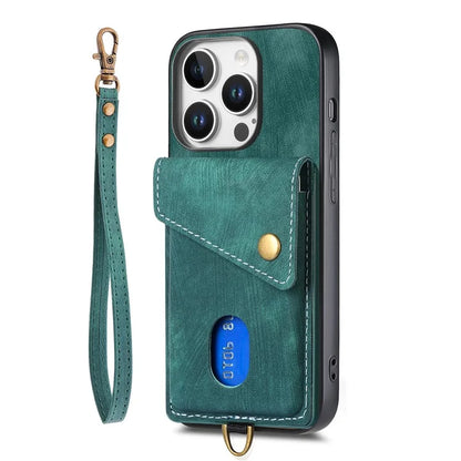 For iPhone 16 Pro Max Case with Card Slot Kickstand Leather TPU Phone Cover