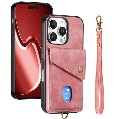 For iPhone 16 Pro Max Case with Card Slot Kickstand Leather TPU Phone Cover