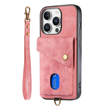 For iPhone 16 Pro Max Case with Card Slot Kickstand Leather TPU Phone Cover