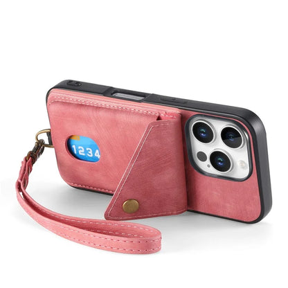 For iPhone 16 Pro Max Case with Card Slot Kickstand Leather TPU Phone Cover