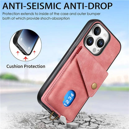 For iPhone 16 Pro Max Case with Card Slot Kickstand Leather TPU Phone Cover