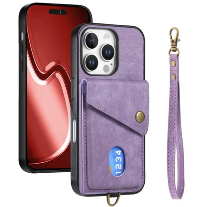 For iPhone 16 Pro Max Case with Card Slot Kickstand Leather TPU Phone Cover