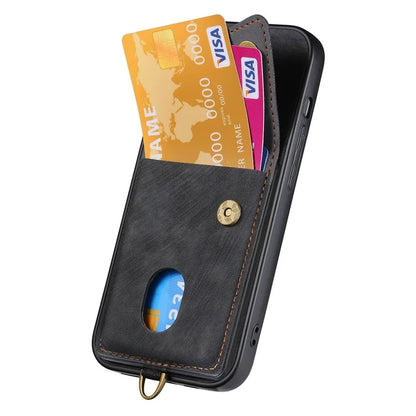 For iPhone 16 Case with Card Slot Kickstand Leather TPU Phone Cover